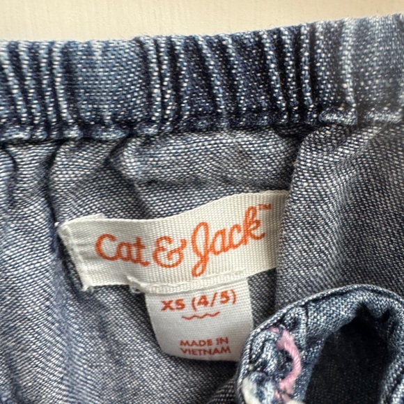 Cat & Jack XS (4/5) Blue Multicolor Design Denim Romper - Picture 5 of 6